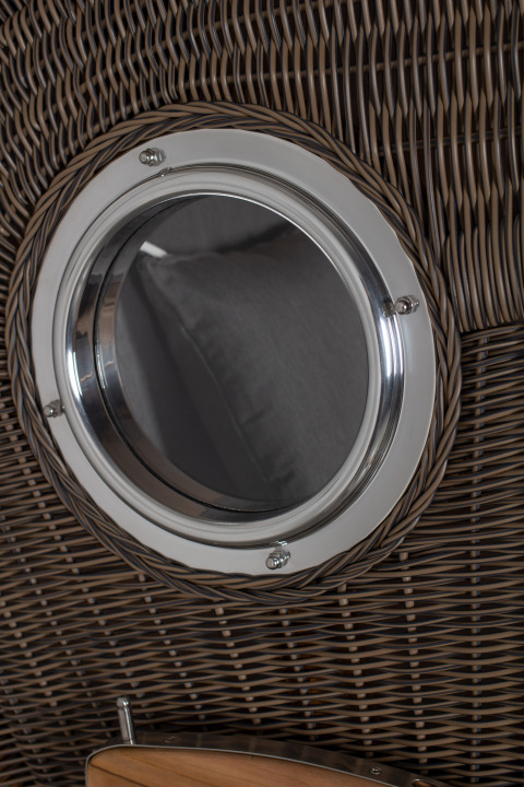 Strandkorb Rantum Single Bullauge Teak PE Grey Dessin 551